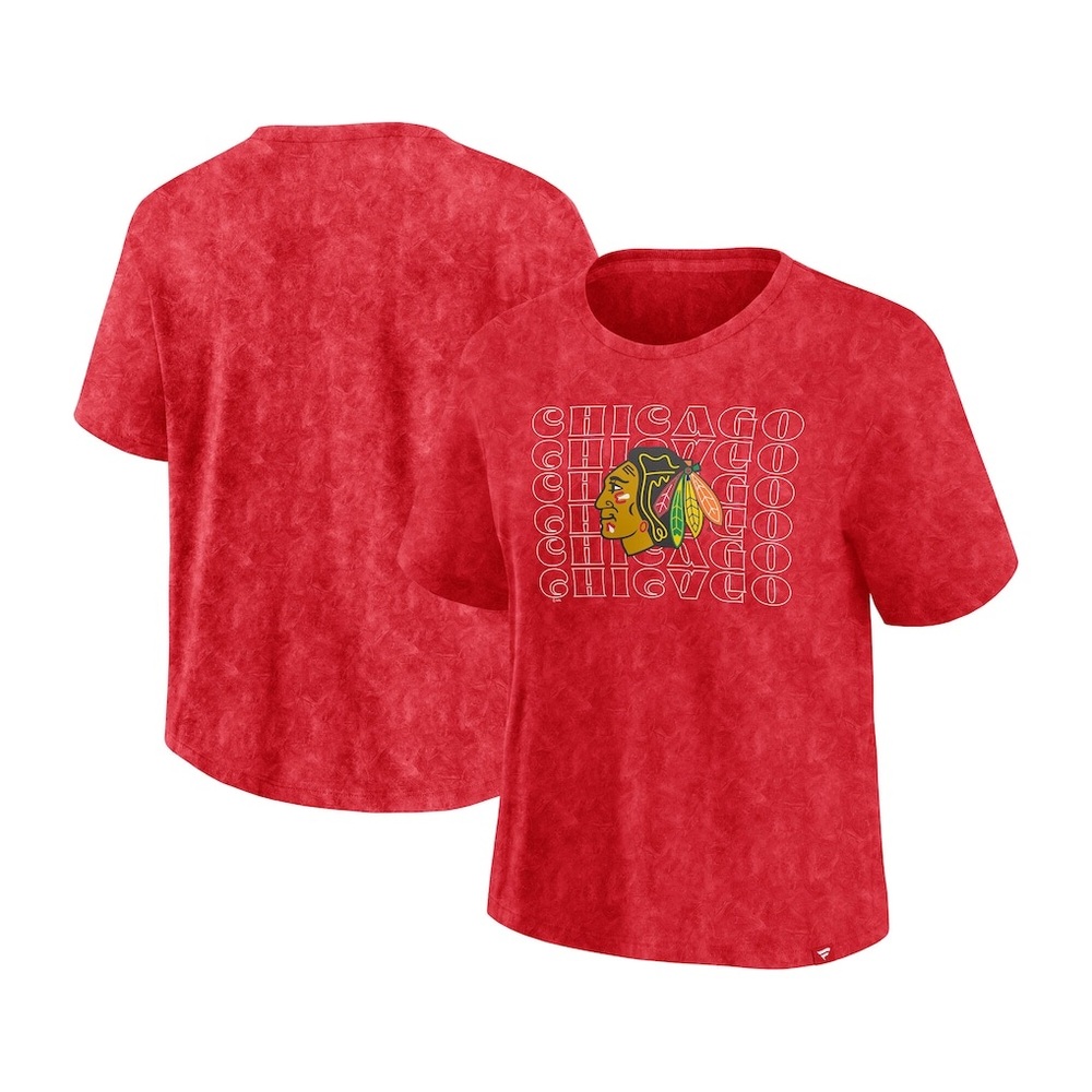 Fanatics Chicago Blackhawks Fanatics Women's Large Faded Wash T-Shirt‎ - Red NHL